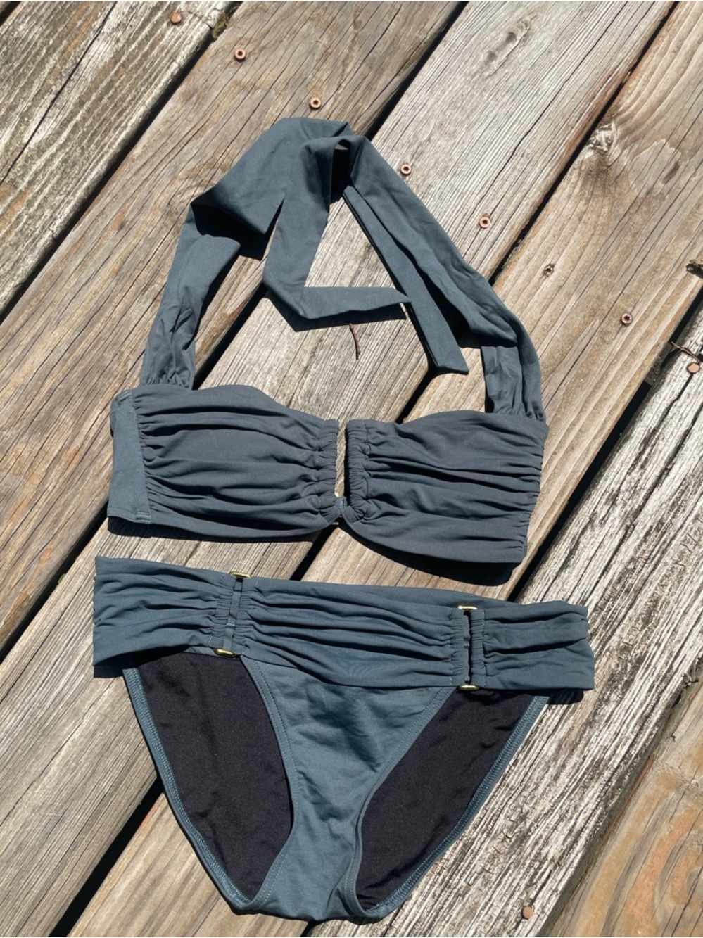 Victoria's Secret Gray Ruched Halter Bikini Set